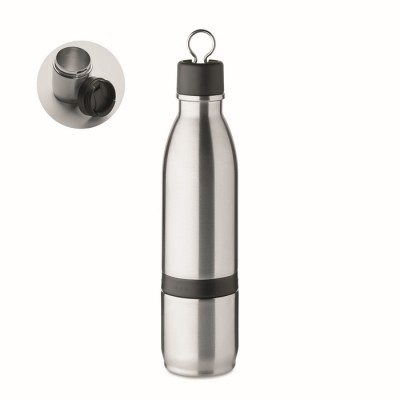 Botella térmica con logo de acero inoxidable y vaso 500ml