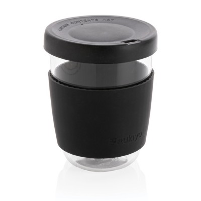 Vaso takeway de vidrio borosilicato con funda de silicona 360ml