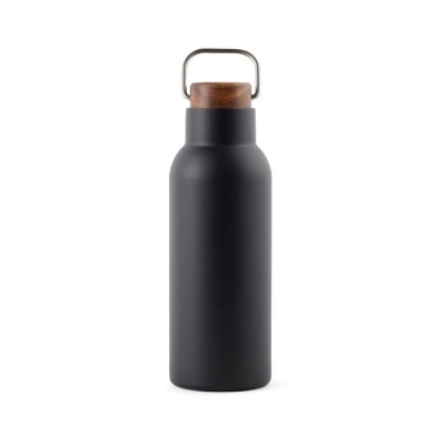 Botellas de acero reciclado con tapa de madera y asa 580ml