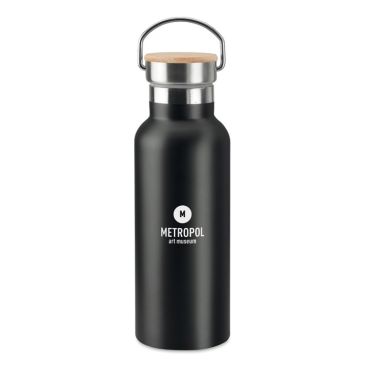 Botella térmica de acero inoxidable con tapa de bambú 500ml Botella térmica de acero inoxidable con tapa de bambú 500ml