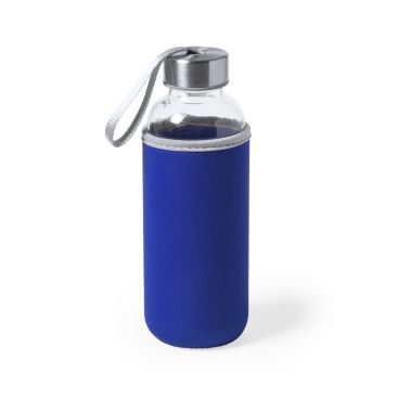 Botellas de cristal con funda personalizable color azul