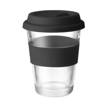 Vasos take away de cristal personalizados color negro