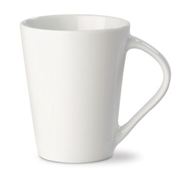 Taza con logotipo de porcelana blanca con asa triangular 270ml