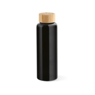 Botellas de vidrio personalizadas de colores con tapón de bambú 490ml 