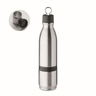 Botella térmica con logo de acero inoxidable y vaso 500ml