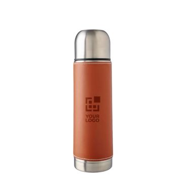 Termo con logo con funda extraíble de cuero 400ml