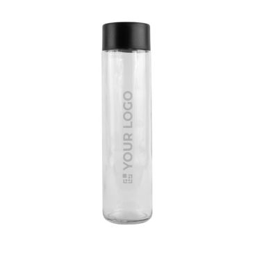 Botella de cristal transparente con tapón negro 750ml