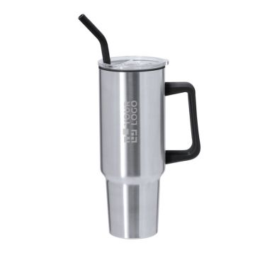 Vasos térmicos con asa grande y pajita negra 1,2L