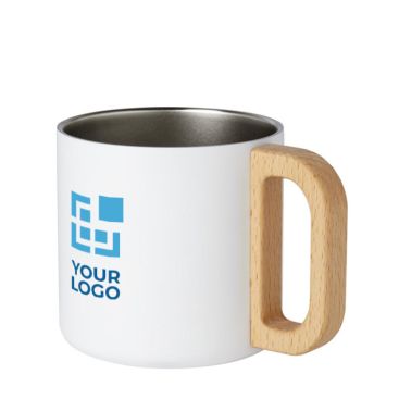 Taza con aislamiento térmico de acero reciclado y asa de madera 360ml