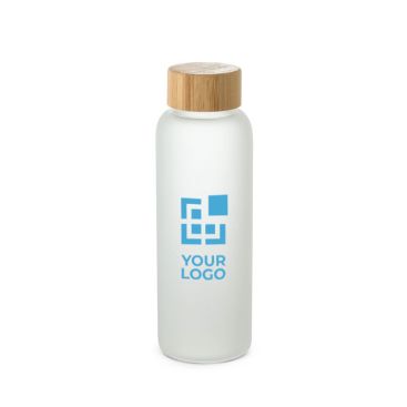 Botellas de vidrio mate con tapón de rosca de bambú 500ml