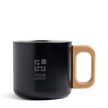 Tazas de acero con asa de madera 350ml