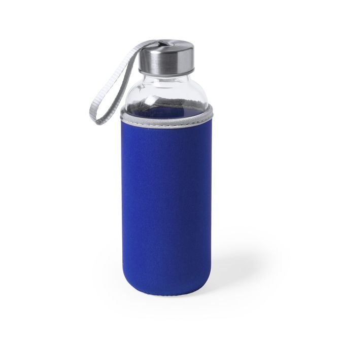 Botellas de cristal con funda personalizable color azul
