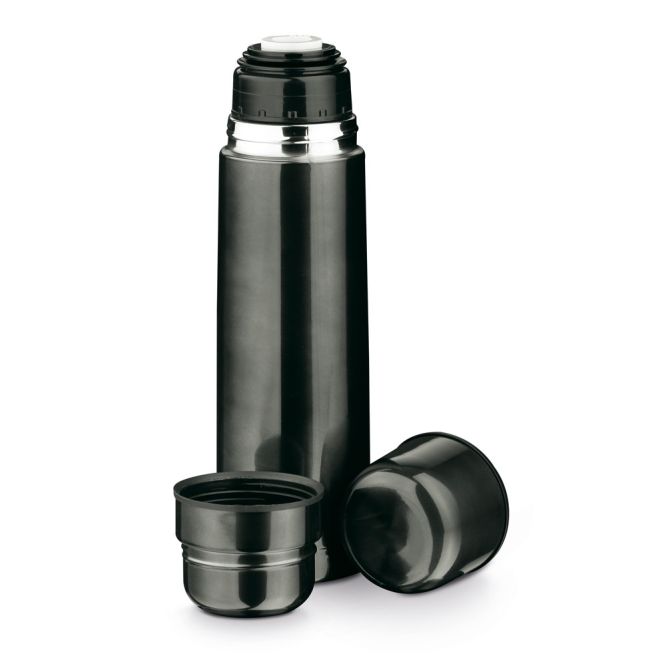 Termos de acero con 2 tazas color titanio