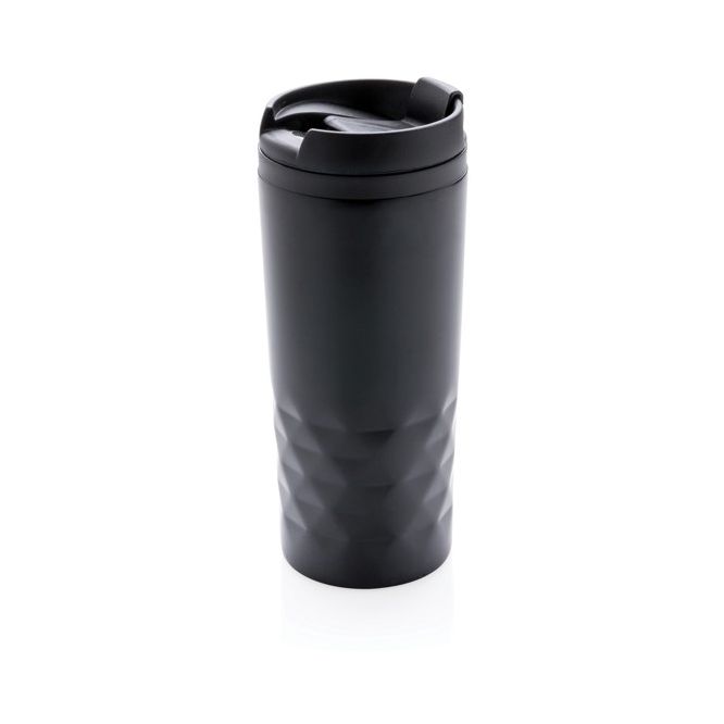 Taza con función termo y forma geométrica color negro