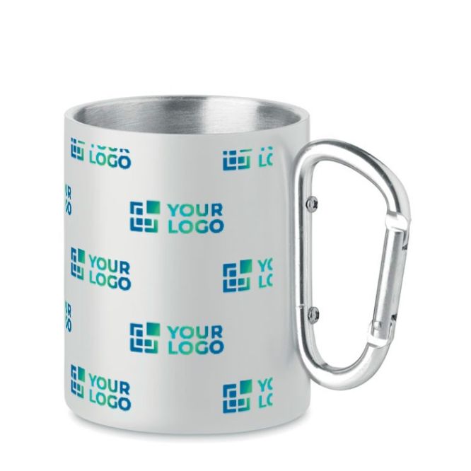 Taza de metal con asa de mosquetón