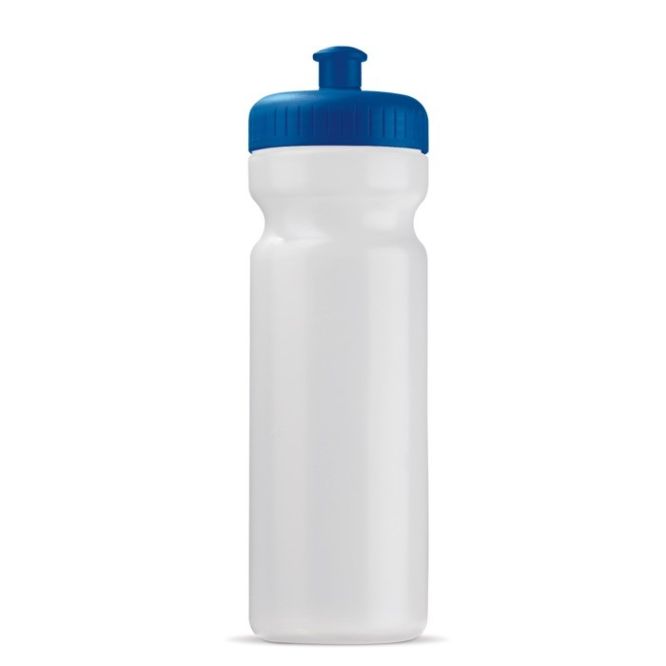 Bidón de plástico orgánico con cuerpo blanco y tapa de colores 750ml
