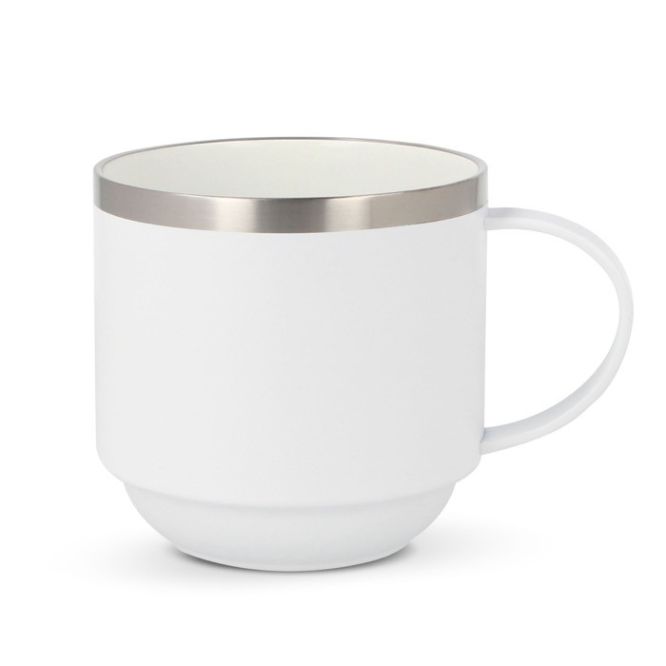 Tazas de cerámica apilable con borde de metalizado 300ml