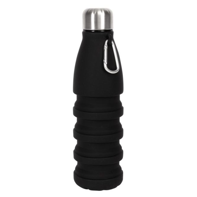 Botella de silicona plegable sin BPA con mosquetón 550ml
