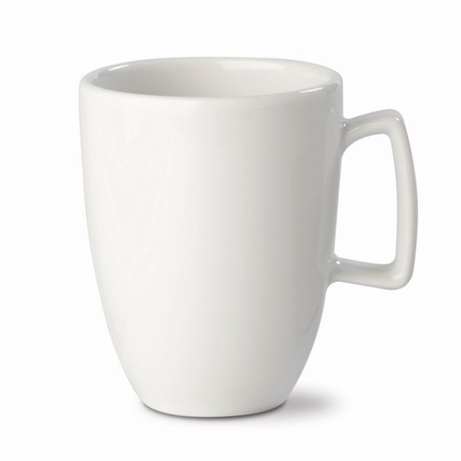 Taza de cerámica de color blanco con asa rectangular 230ml