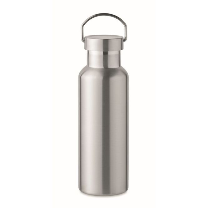 Botellas de acero reciclado con tapón antifugas y asa 500ml