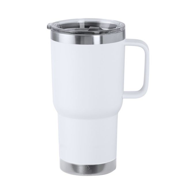Vasos de doble pared de acero inoxidable con asa cuadrada 600ml