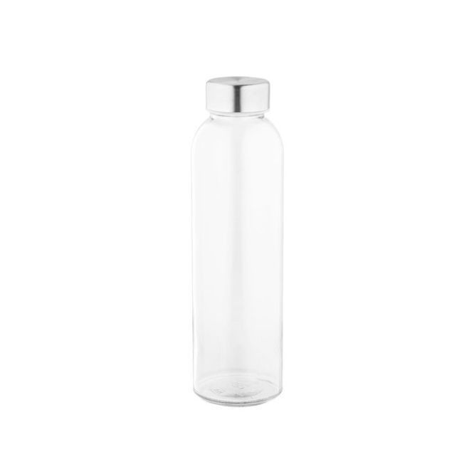 Botella de cristal transparente con tapón de acero 500ml