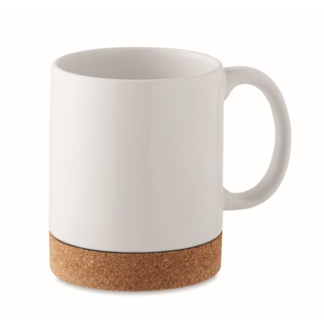 Tazas sublimadas con logo de cerámica y base de corcho 280 ml