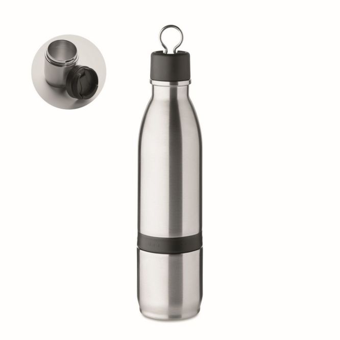 Botella térmica con logo de acero inoxidable y vaso 500ml