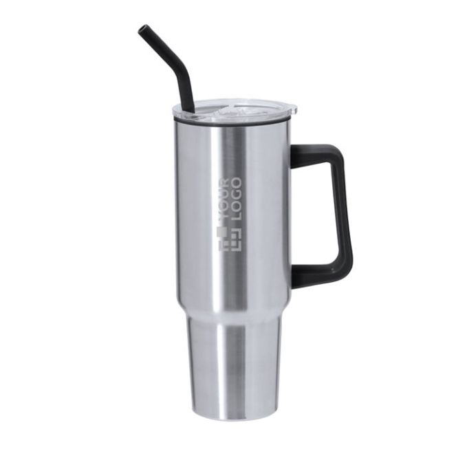 Vasos térmicos con asa grande y pajita negra 1,2L