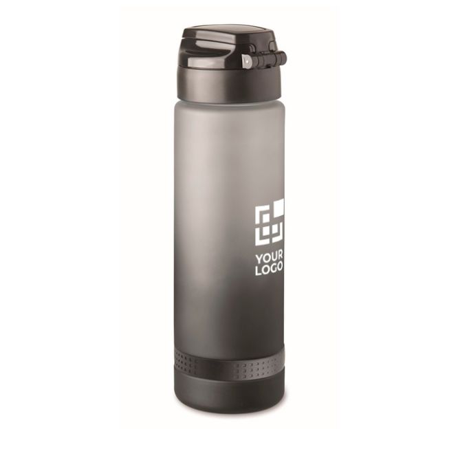 Botellas de RPET con logo antifugas con horario de consumo 1L