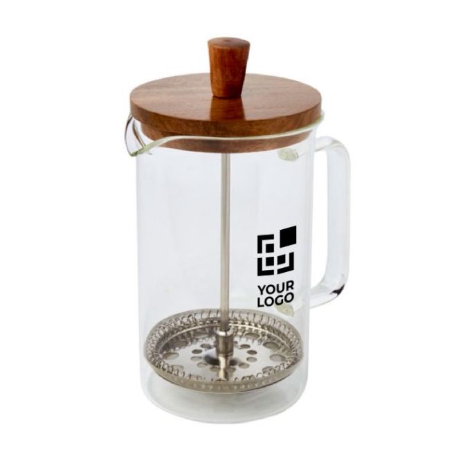 Cafetera de prensa francesa con logo para 3 cafés