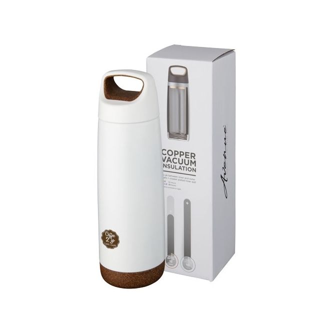 Botella termo con logo blanco