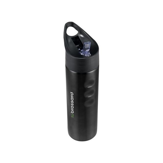 Botella metal con logotipo negro
