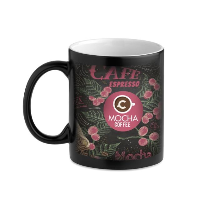 Tazas mágicas personalizadas color negro con logo