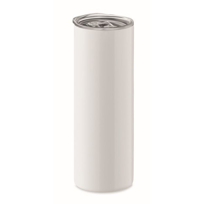 Vaso termo con tapa plástico y bebedor color blanco