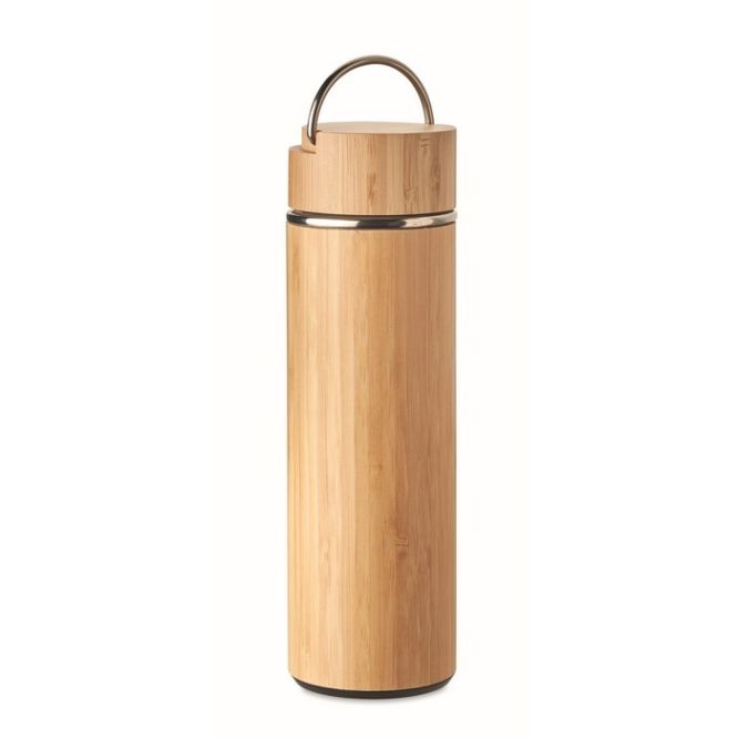Termo de bambú con infusor de té color madera