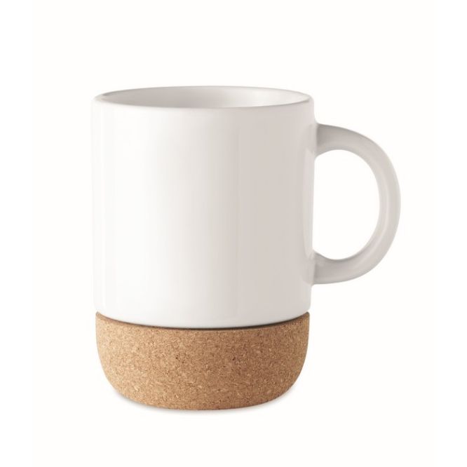 Taza de cerámica con base de corcho color blanco