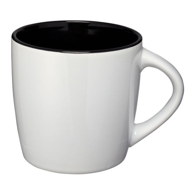 Taza blanca con interior de colores color negro