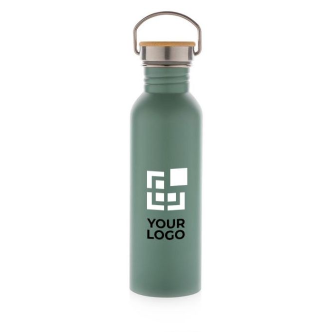 Botellas de acero con detalles de bambú