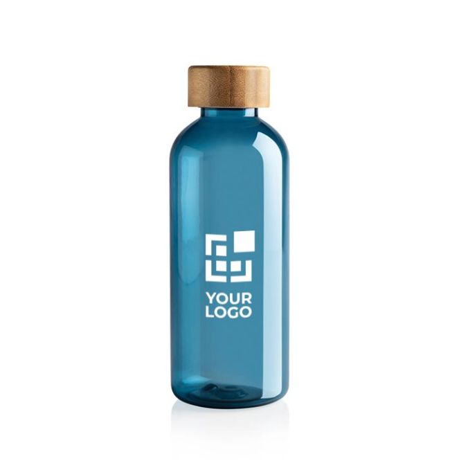 Botellas de agua RPET con tapa de bambú