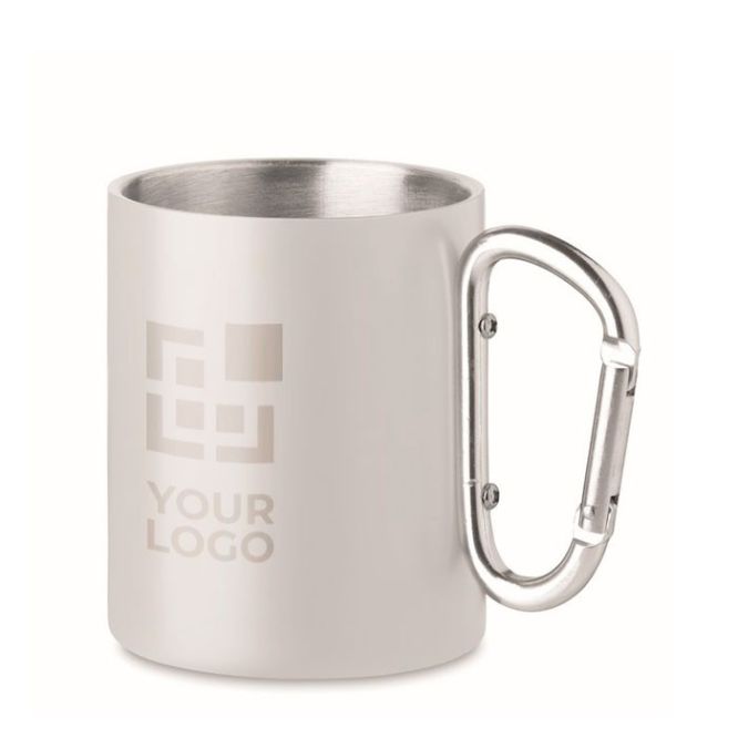 Tazas metálicas de colores con mosquetón