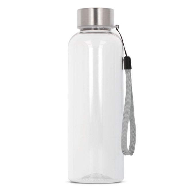 Botellas de RPET transparente con logotipo y asa de colores 500ml