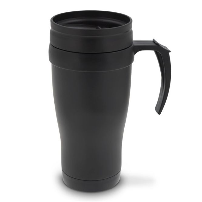 Vaso de doble pared de acero con asa 