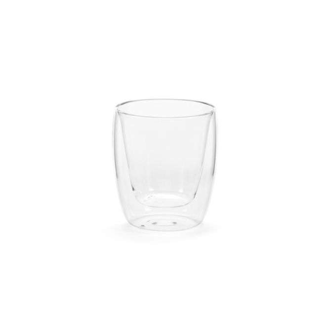 Vaso de vidrio transparente sin asa de doble pared 220ml