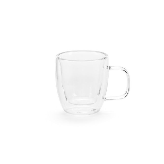 Tazas de vidrio de borosilicato promocionales con asa cuadrada 50ml