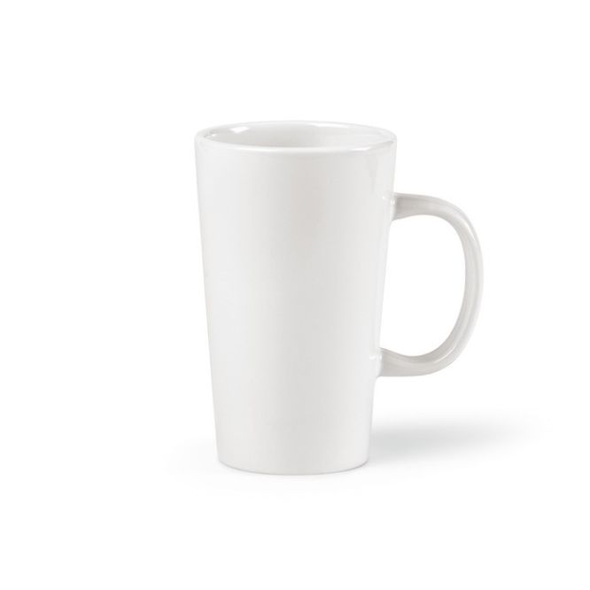 Taza de cerámica personalizada con forma alargada y asa grande 270ml
