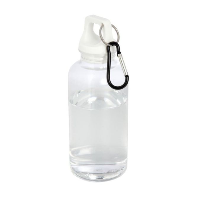 Botellas transparentes corporativas con mosquetón 400ml