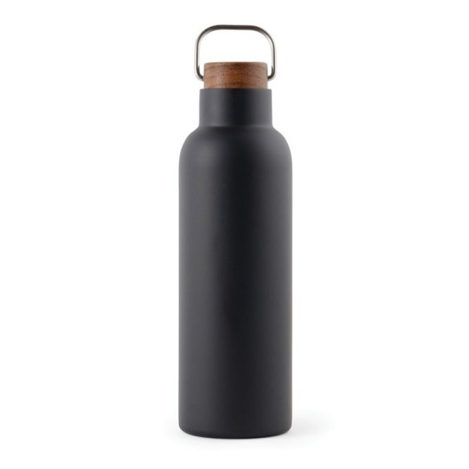 Botella ecológica de acero reciclado con tapa de madera y asa 800ml