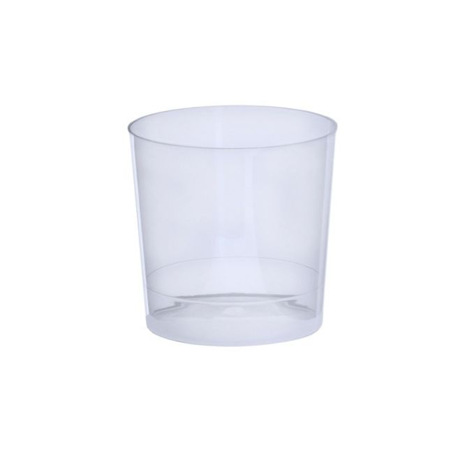 Vaso de plástico reutilizable bajo con acabado translúcido 330ml