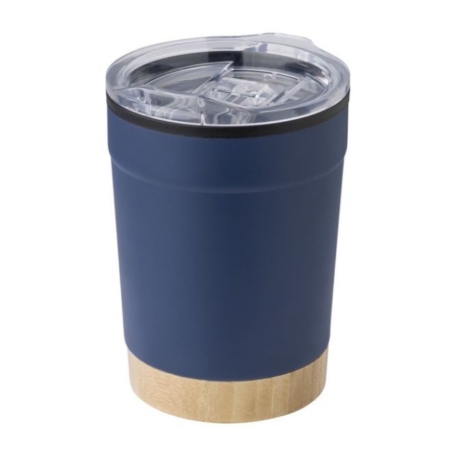 Taza térmica con base de bambú y tapa a presión 300ml